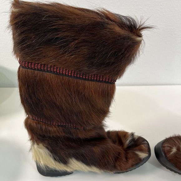 60's 70's GOAT FUR APRES SKI BOOTS Jean-Claude Killy By Wolverine Made In France - Picture 10 of 16